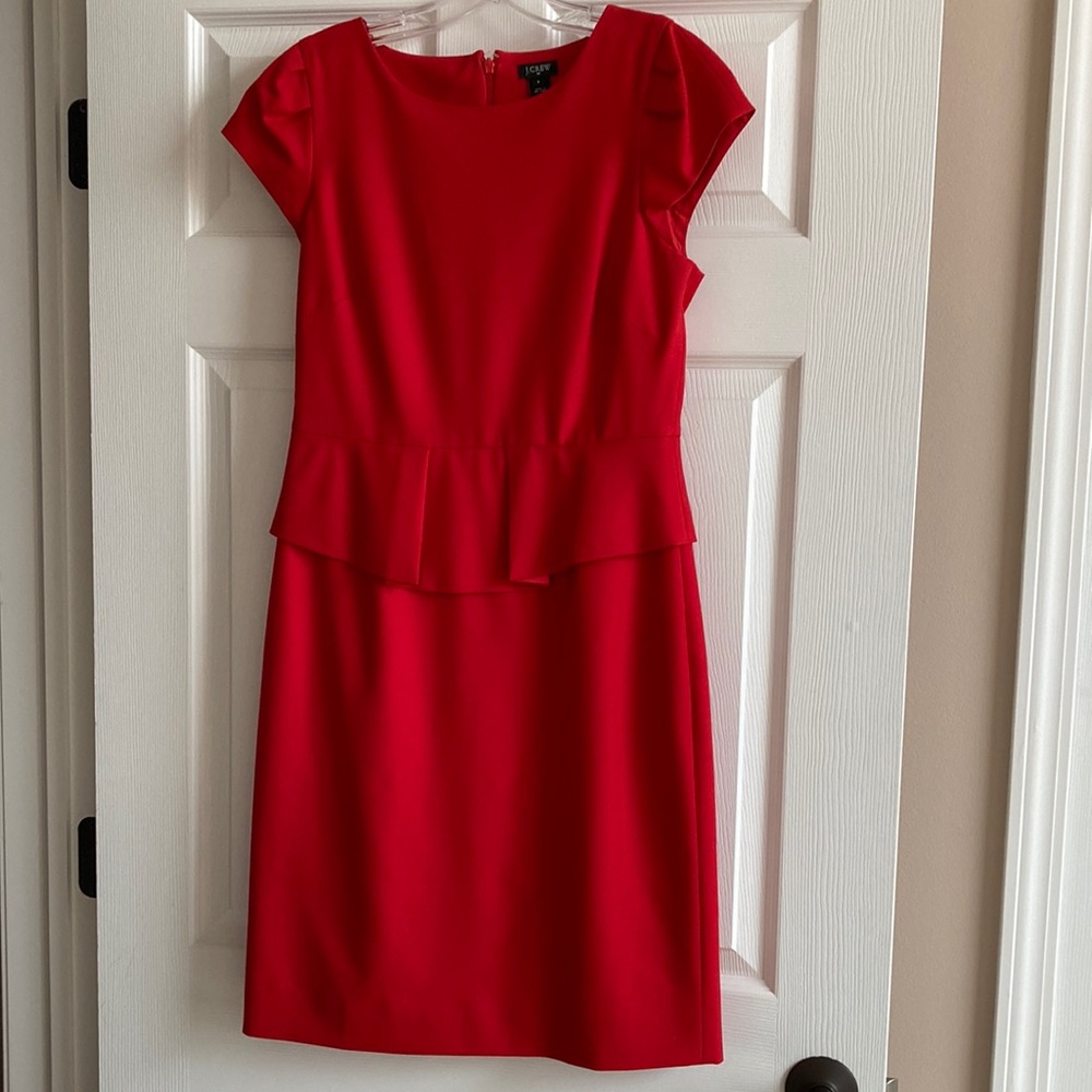 J Crew beautiful red dress with ruffled sleeves and waist, worn once! EUC ❤️